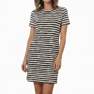 Lafayette 148 Stripe Dress - Women's Size S - Cotton Short Sleeve
